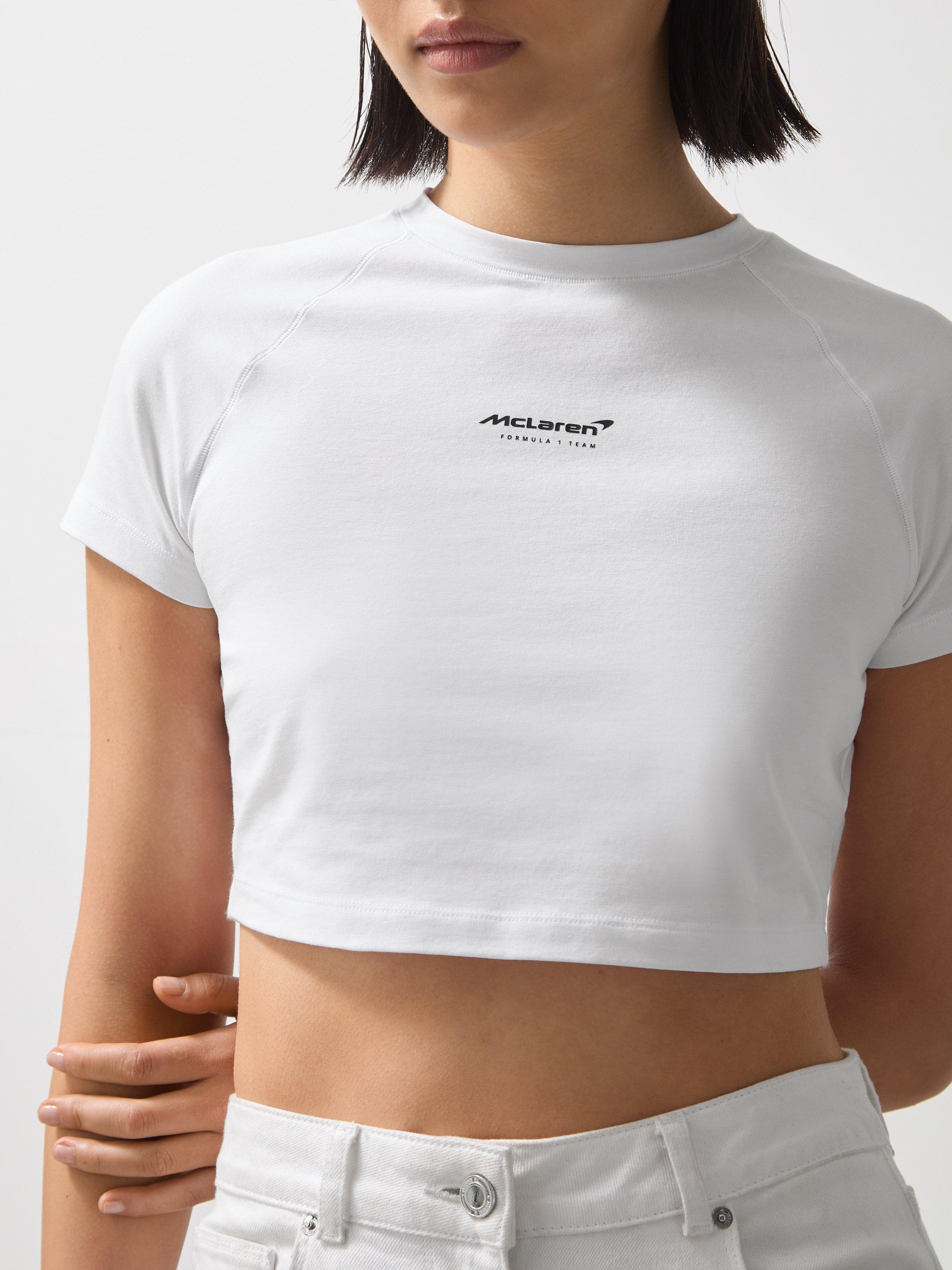 Product image 2 of 5, which shows Reiss x McLaren Grace Cropped T-Shirt, White, XL