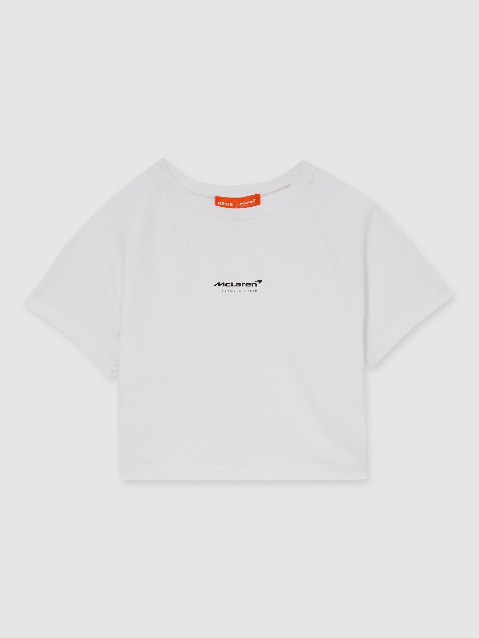 Product image 3 of 5, which shows Reiss x McLaren Grace Cropped T-Shirt, White, XL