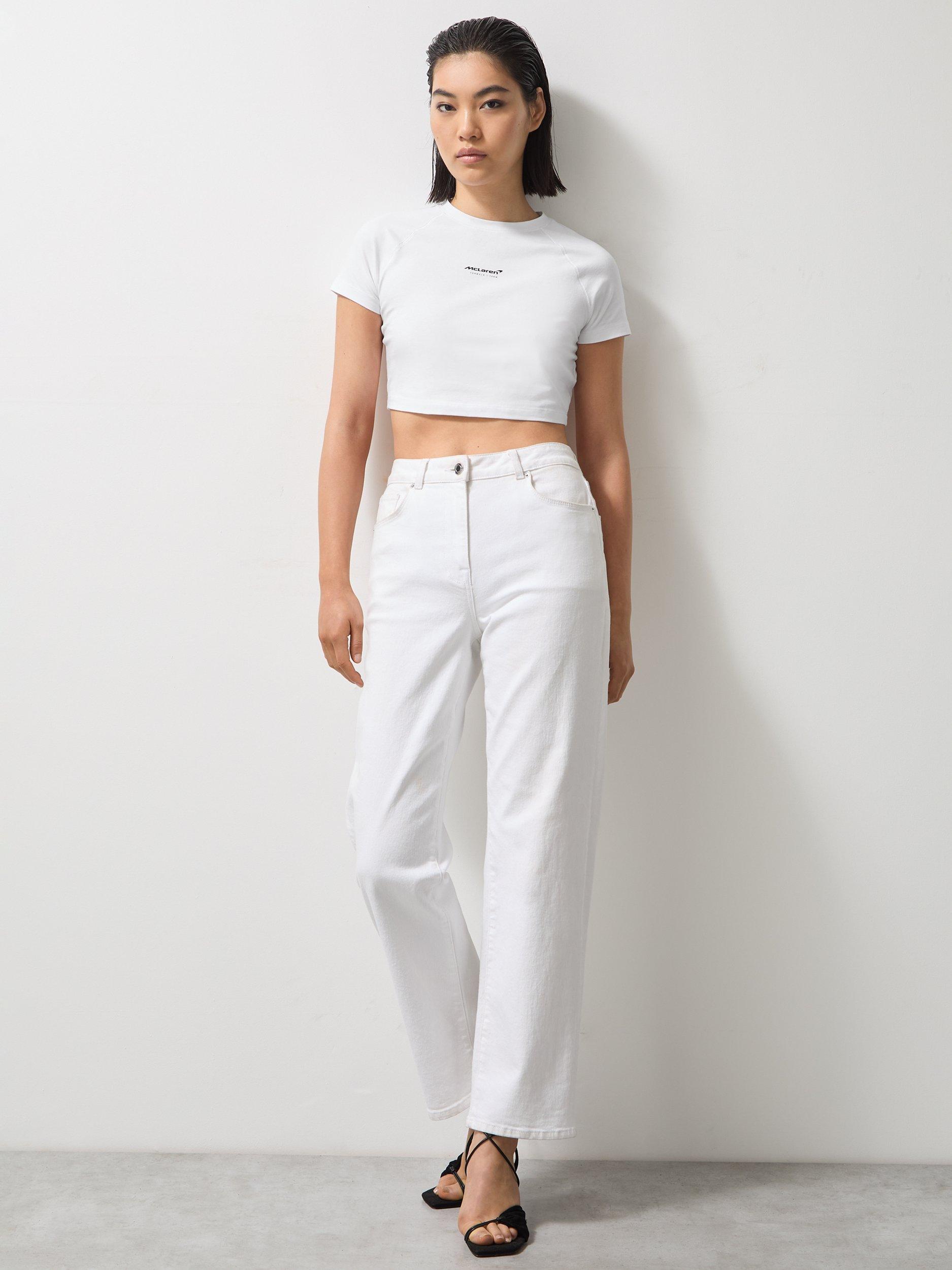 Product image 4 of 5, which shows Reiss x McLaren Grace Cropped T-Shirt, White, XL