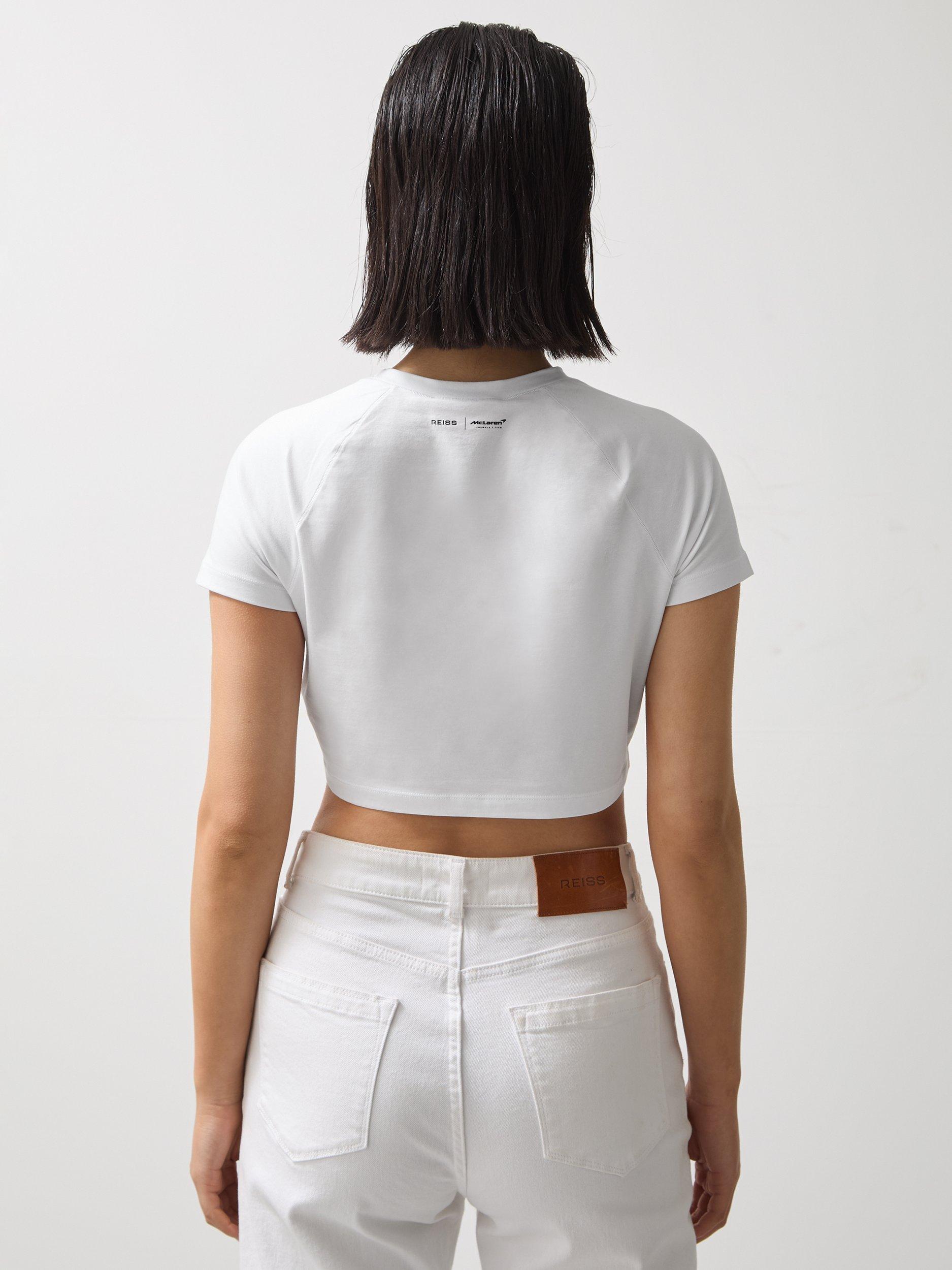 Product image 5 of 5, which shows Reiss x McLaren Grace Cropped T-Shirt, White, XL