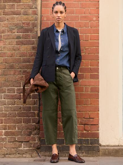 Baukjen Amelia Organic Cotton Rich Cargo Trousers, Dark Olive, Dark Olive