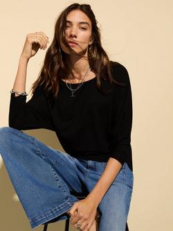 Baukjen Spenser Relaxed Boat Neck Top, Caviar Black