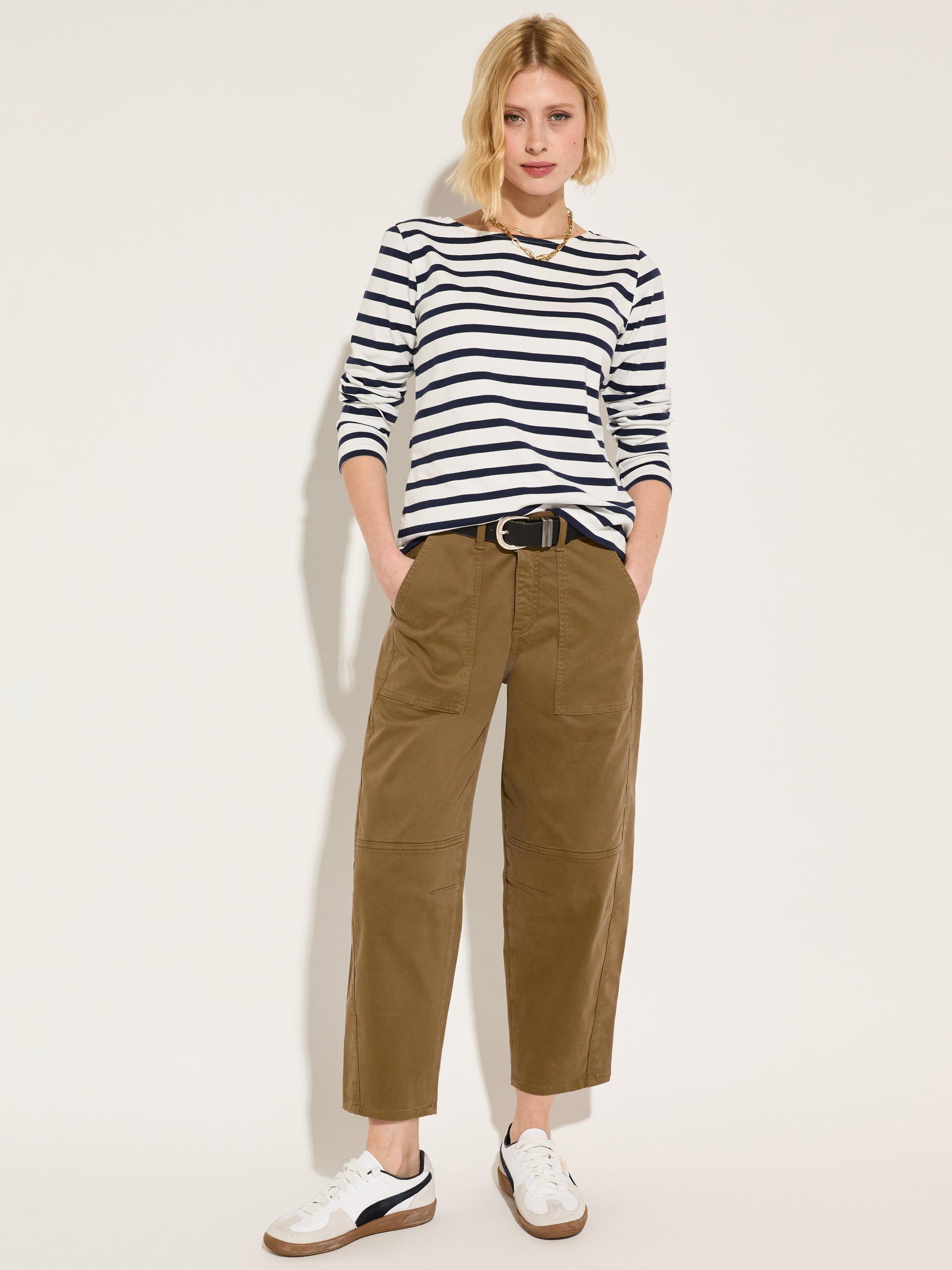 Product image 2 of 5, which shows Baukjen Ashley Stripe Pure Organic Cotton Top, Blue Indigo/Multi, 12