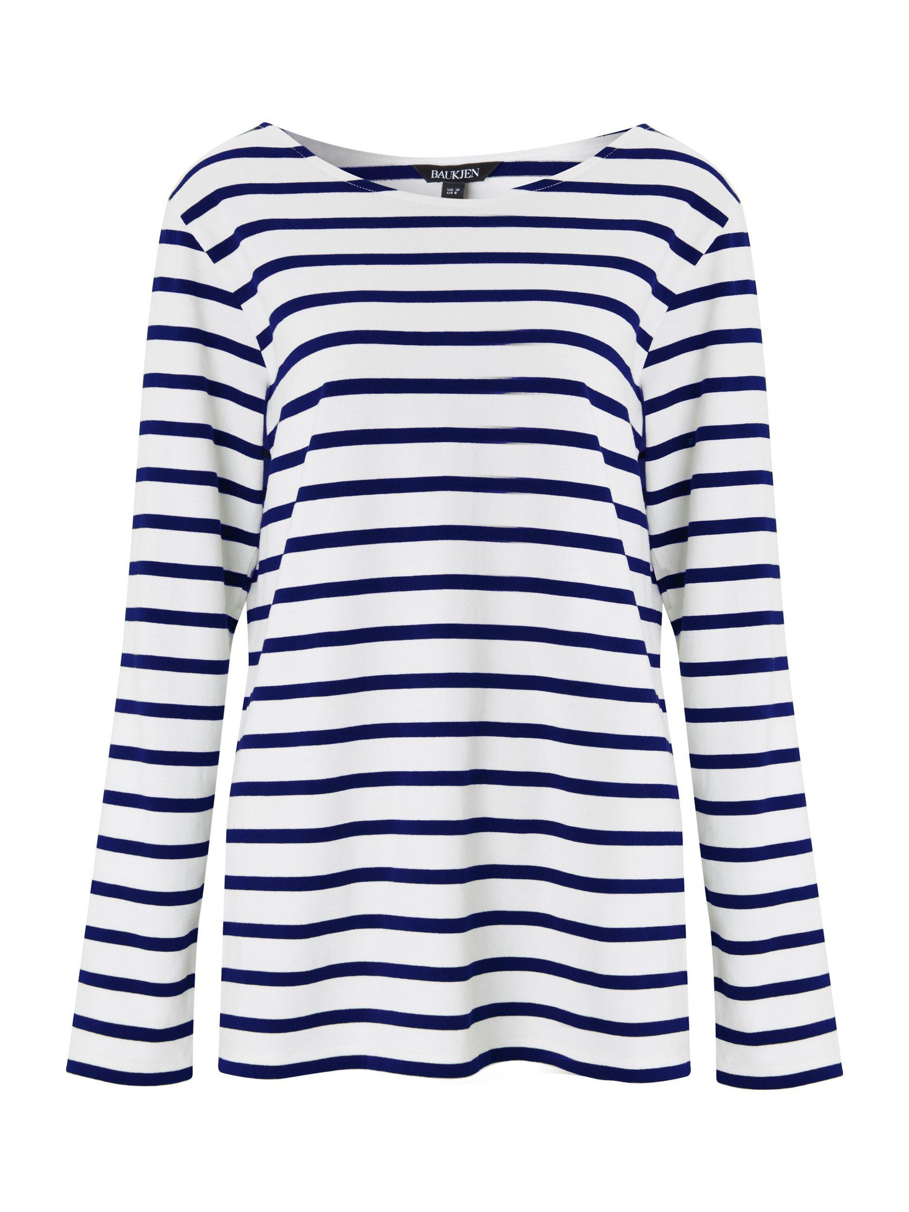 Product image 4 of 5, which shows Baukjen Ashley Stripe Pure Organic Cotton Top, Blue Indigo/Multi, 12