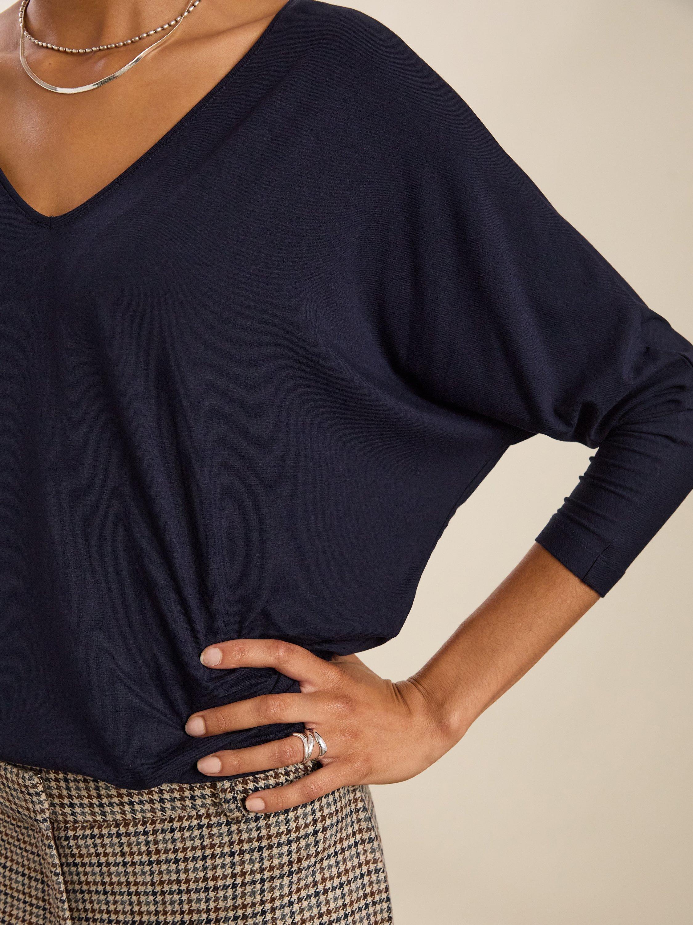 Product image 3 of 4, which shows Baukjen Ella V-Neck Top, Classic Navy, 12