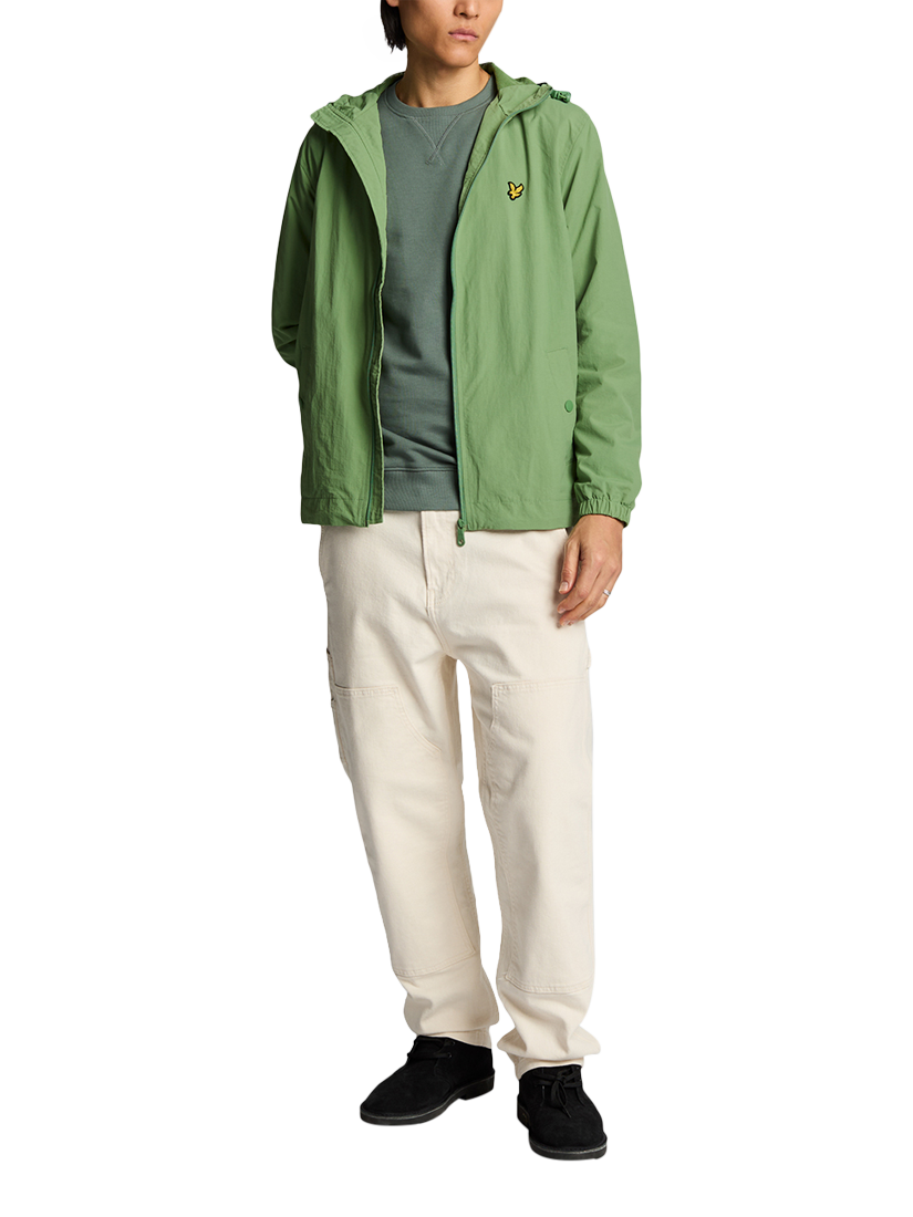 Product image 4 of 6, which shows Lyle & Scott Hooded Zipped Windbreaker Jacket, Smoke Green, XS