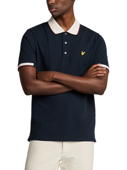 Lyle & Scott Cotton Blend Regular Fit Half Tipped Polo Shirt, Dark Navy, Dark Navy