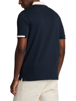 Lyle & Scott Cotton Blend Regular Fit Half Tipped Polo Shirt, Dark Navy - view 2, Dark Navy