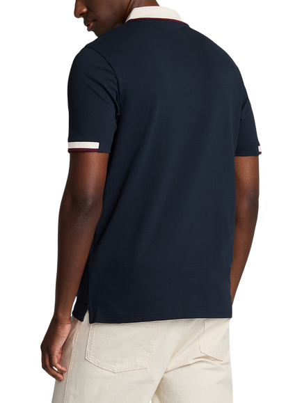 Lyle & Scott Cotton Blend Regular Fit Half Tipped Polo Shirt, Dark Navy - view 2, Dark Navy