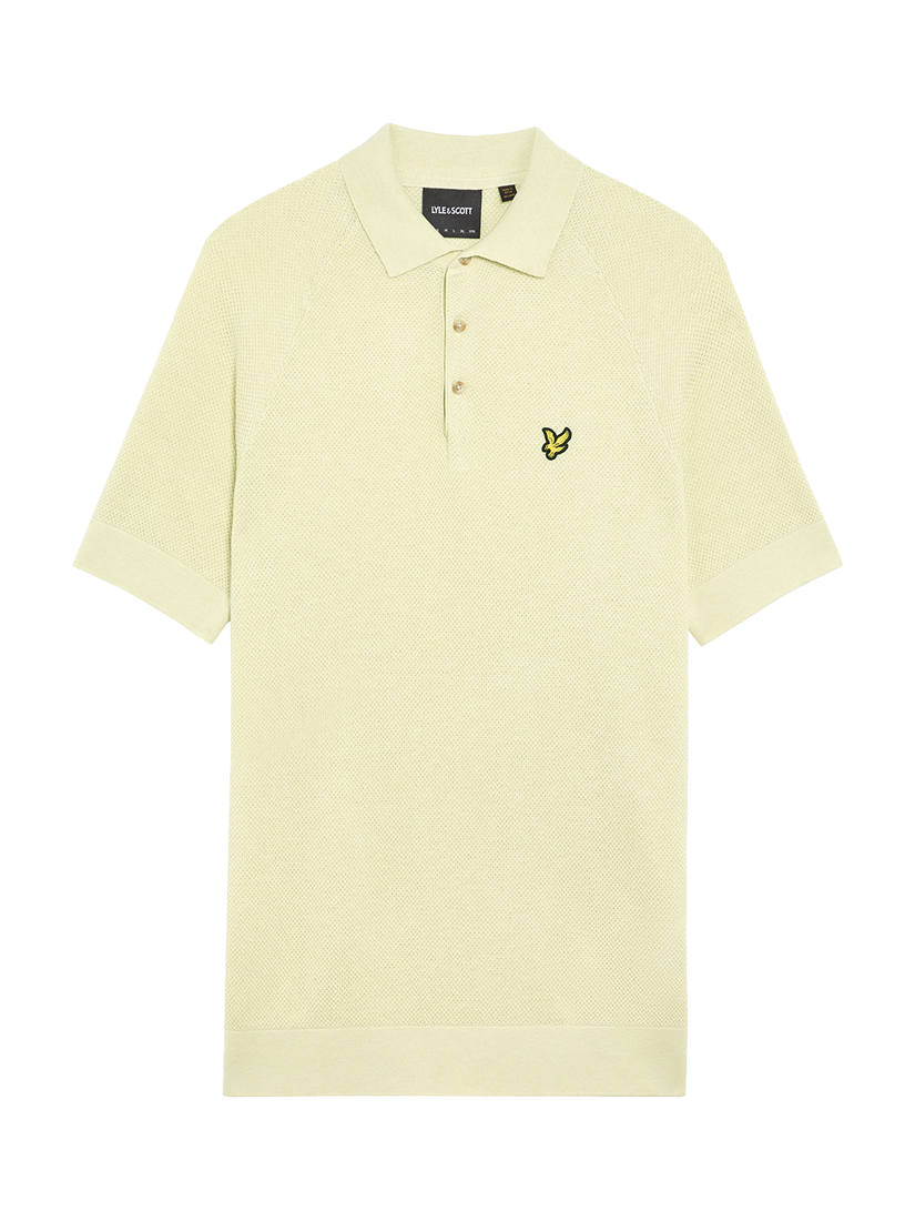 Product image 3 of 5, which shows Lyle & Scott Linen Blend Regular Fit Short Sleeve Knitted Polo Shirt, Luna, XS