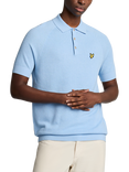 Lyle & Scott Linen Blend Regular Fit Short Sleeve Knitted Polo Shirt, Light Blue
