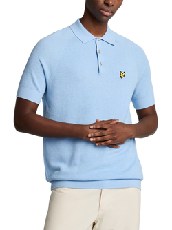 Lyle & Scott Linen Blend Regular Fit Short Sleeve Knitted Polo Shirt, Light Blue