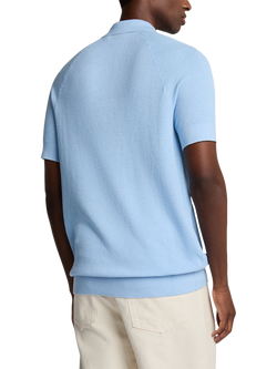 Lyle & Scott Linen Blend Regular Fit Short Sleeve Knitted Polo Shirt - view 2, Light Blue