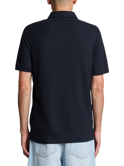Lyle & Scott Cotton Blend Regular Fit Short Sleeve Pique Polo Shirt, Dark Navy - view 2, Dark Navy