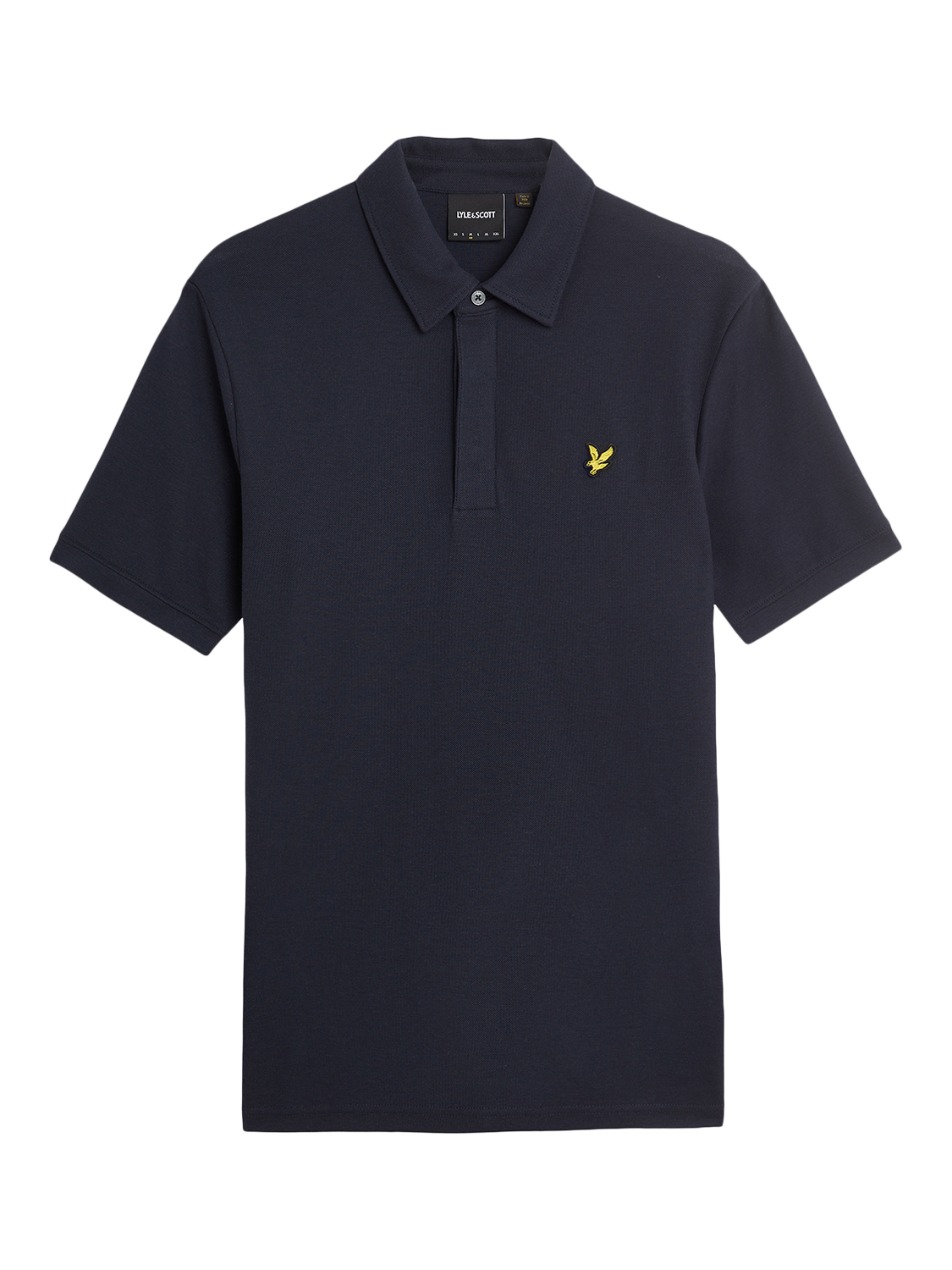 Product image 3 of 5, which shows Lyle & Scott Cotton Blend Regular Fit Short Sleeve Pique Polo Shirt, Dark Navy, XS