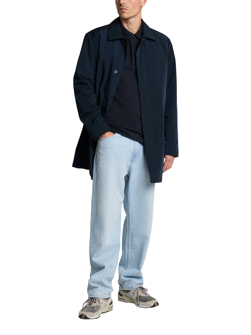 Product image 4 of 5, which shows Lyle & Scott Cotton Blend Regular Fit Short Sleeve Pique Polo Shirt, Dark Navy, XS