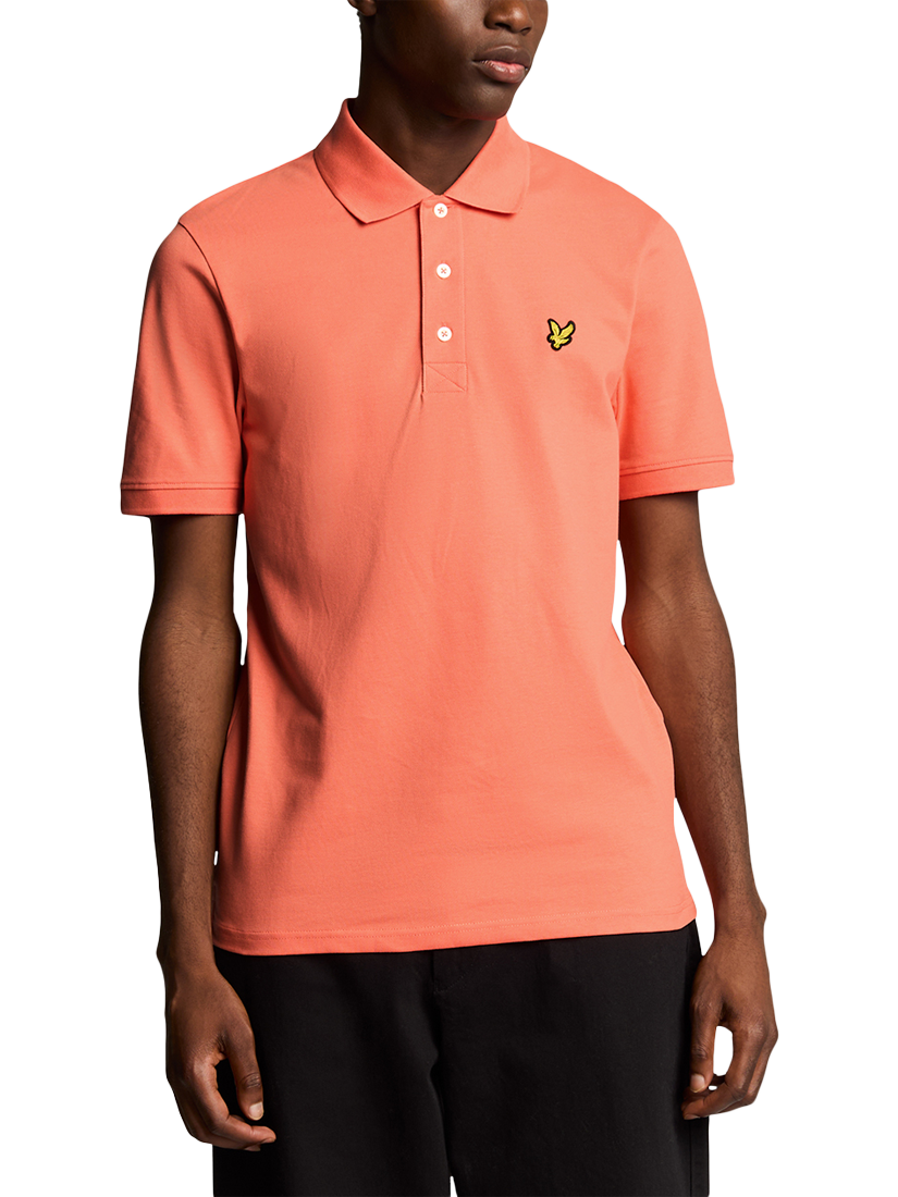 Product image 1 of 5, which shows Lyle & Scott Cotton Blend Polo Shirt, Coral Stand, XS