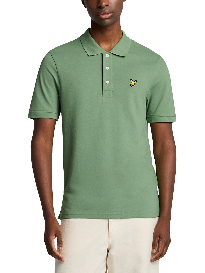 Product image 1 of 5, which shows Lyle & Scott Plain Polo Shirt, Smoke Green, XS