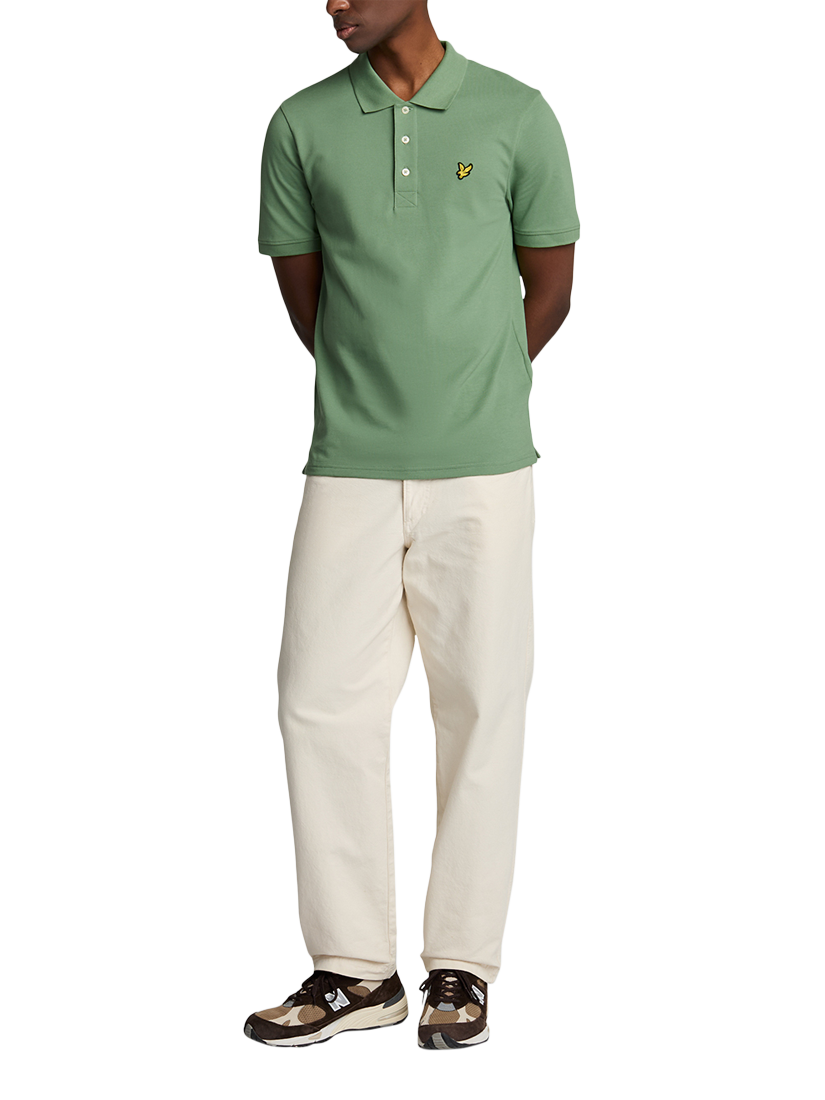 Product image 4 of 5, which shows Lyle & Scott Plain Polo Shirt, Smoke Green, XS