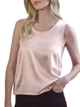 Pure Collection Silk Front Blend Jersey Vest Top, Oyster