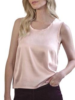 Pure Collection Silk Front Blend Jersey Vest Top, Oyster