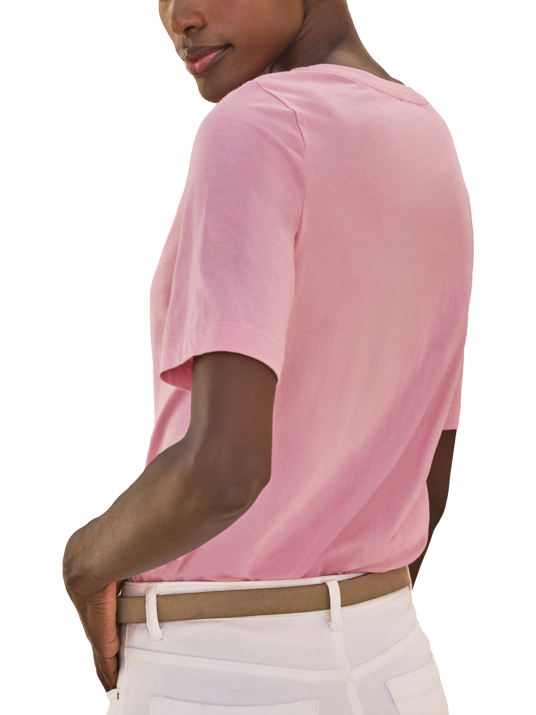 Product image 2 of 3, which shows Pure Collection Super Soft Cotton T-Shirt, Mid Pink, 8