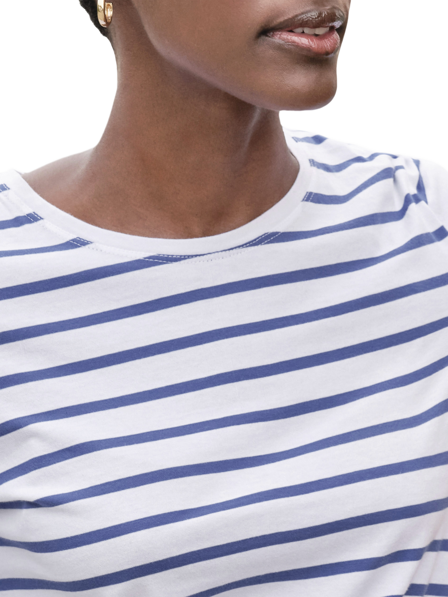 Product image 3 of 3, which shows Pure Collection Super Soft Cotton Stripe T-Shirt, Blue/Multi, 8