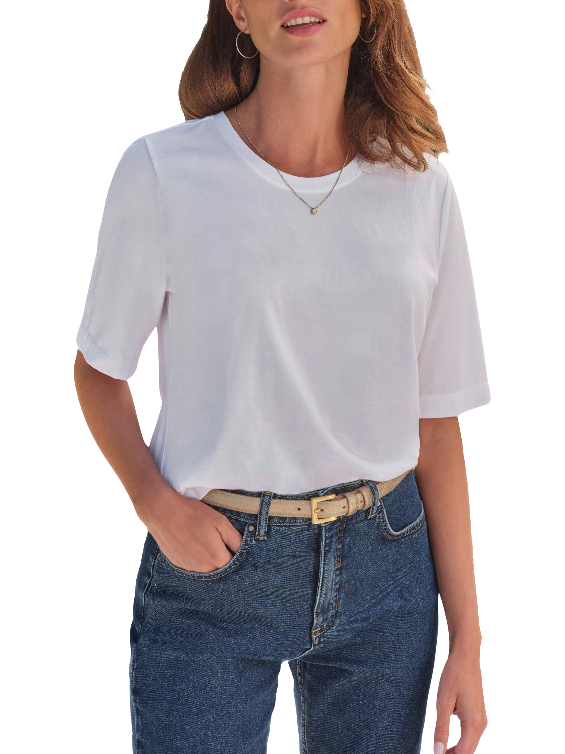 Product image 1 of 3, which shows Pure Collection Super Soft Cotton T-Shirt, White, 8