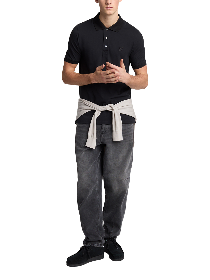 Product image 4 of 5, which shows Lyle & Scott Superfine Cotton Polo Shirt, Jet Black, XS