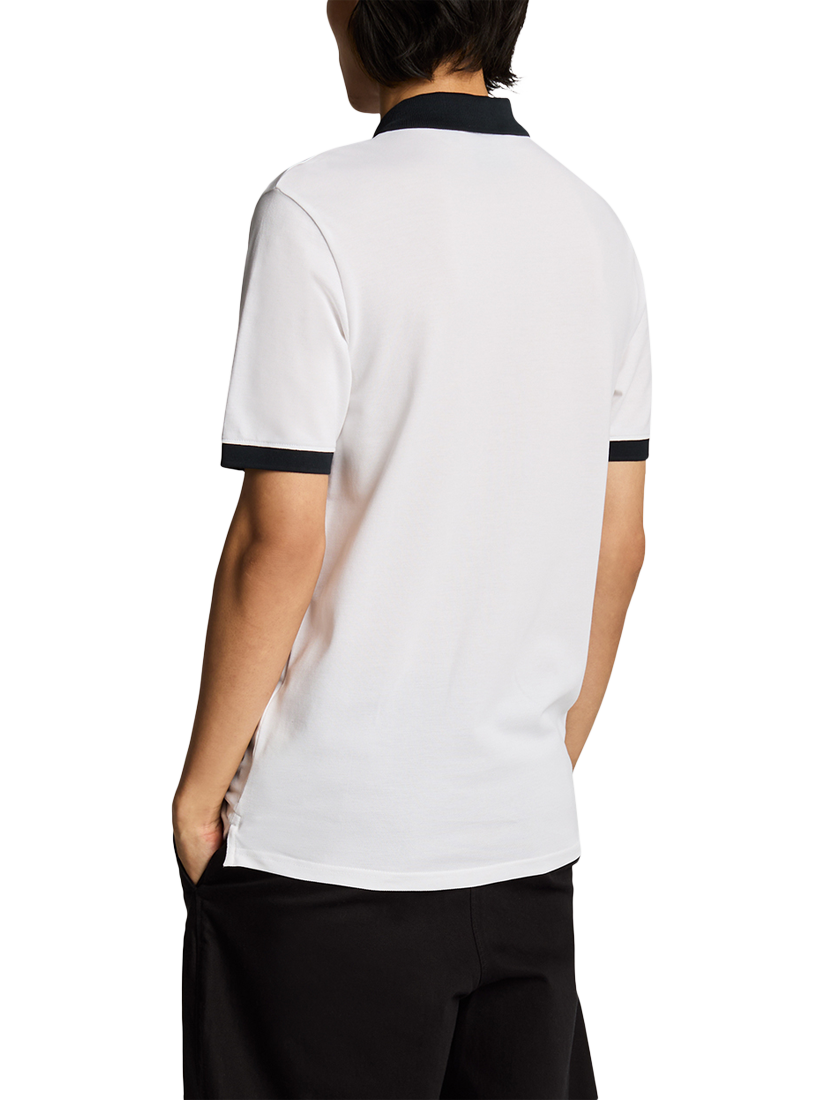 Product image 2 of 5, which shows Lyle & Scott Superfine Cotton Blend Ringer Polo Shirt, White/Dark Navy, XS