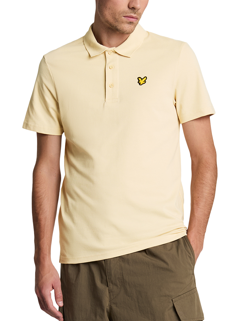 Product image 1 of 5, which shows Lyle & Scott Sport Cotton Blend Regular Fit Short Sleeve Polo Shirt, Sesame, XS