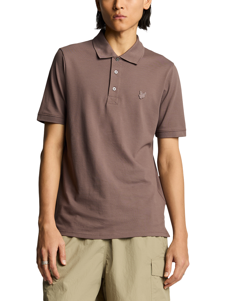 Product image 1 of 5, which shows Lyle & Scott Superfine Cotton Polo Shirt, Plum Truffle, XS
