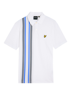 Lyle & Scott Deck Stripe Polo Shirt, White/Blue