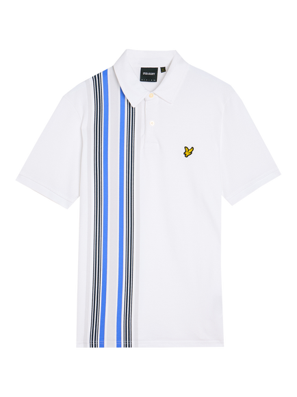 Lyle & Scott Deck Stripe Polo Shirt, White/Blue