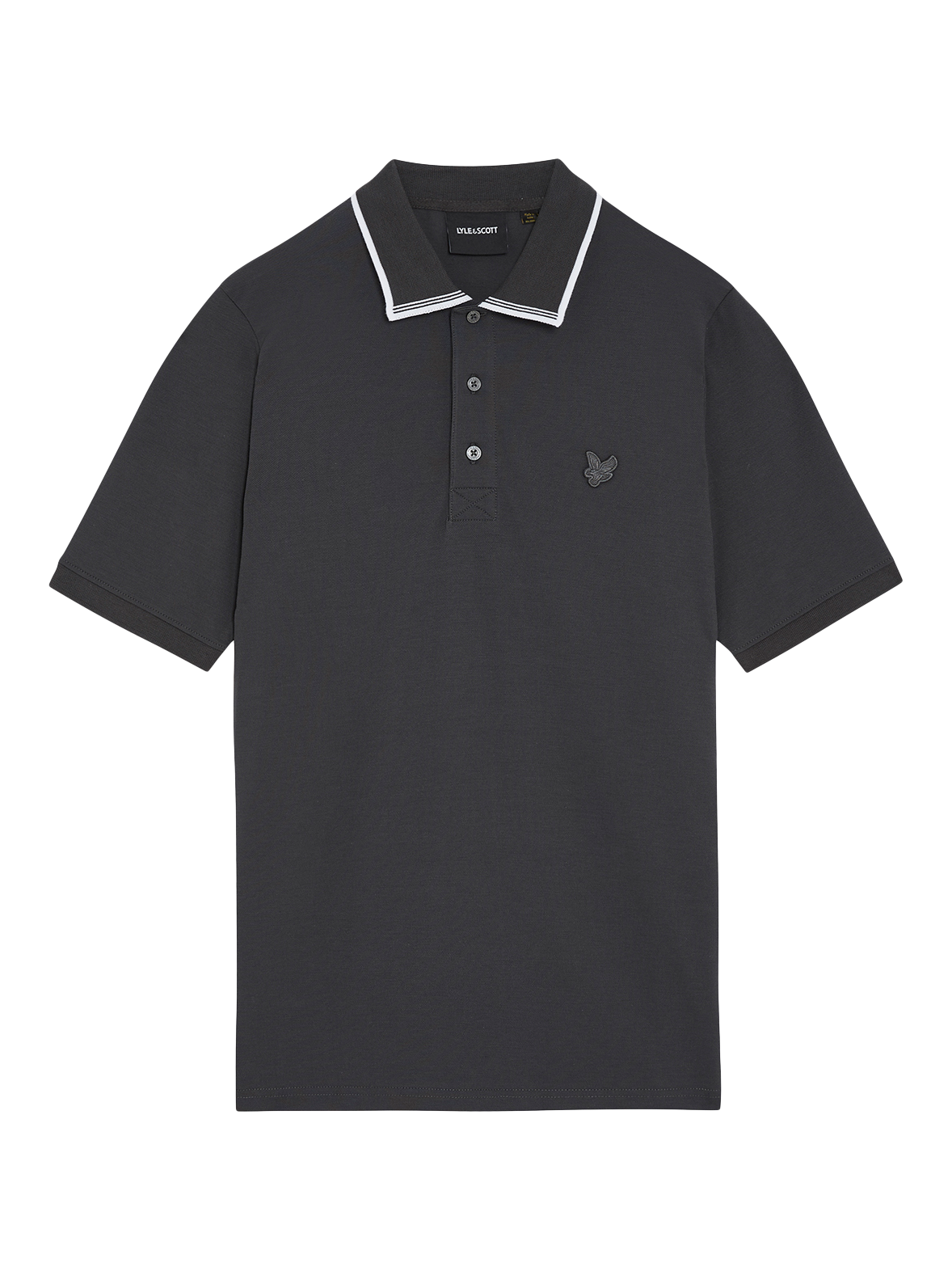Product image 3 of 4, which shows Lyle & Scott Superfine Cotton Tipped Polo Shirt, Gunmetal, XS