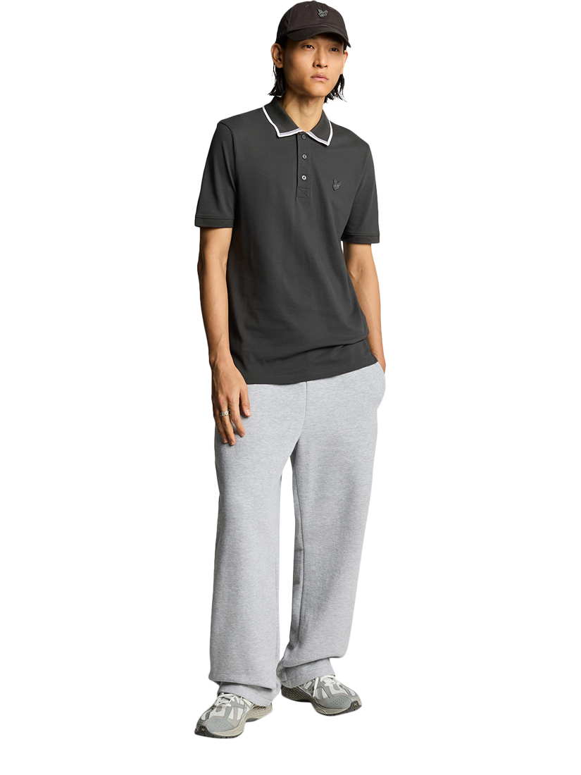 Product image 4 of 4, which shows Lyle & Scott Superfine Cotton Tipped Polo Shirt, Gunmetal, XS
