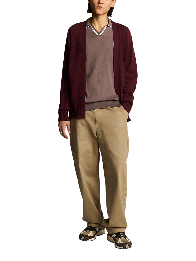 Product image 3 of 3, which shows Lyle & Scott Tipped Cotton Knitted Polo Shirt, Plum Truffle, S