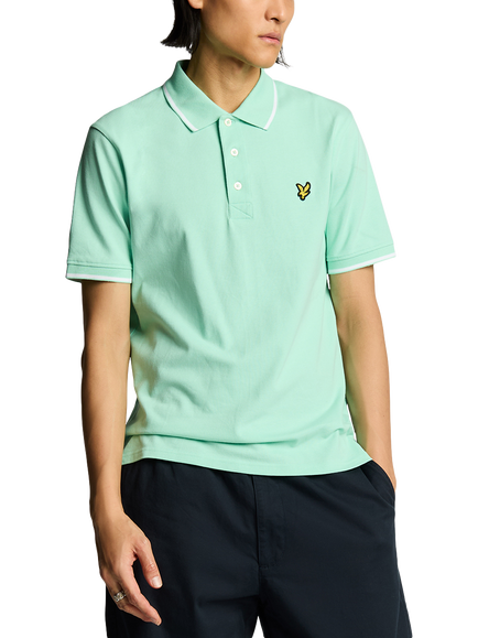 Lyle & Scott Regular Fit Tipped Polo Shirt, Aquamarine/White