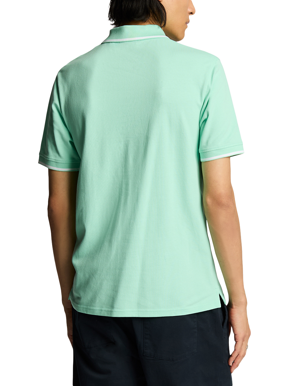 Product image 2 of 5, which shows Lyle & Scott Regular Fit Tipped Polo Shirt, Aquamarine/White, XS