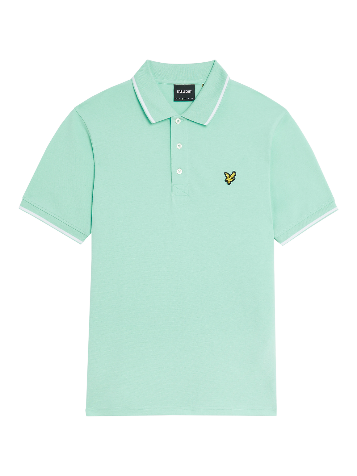 Product image 3 of 5, which shows Lyle & Scott Regular Fit Tipped Polo Shirt, Aquamarine/White, XS