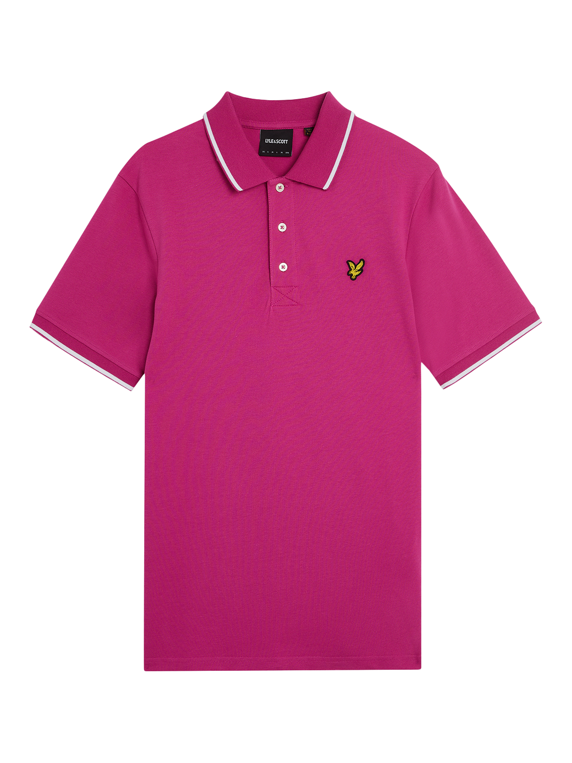 Product image 3 of 5, which shows Lyle & Scott Regular Fit Tipped Polo Shirt, Fuschia/White, XS