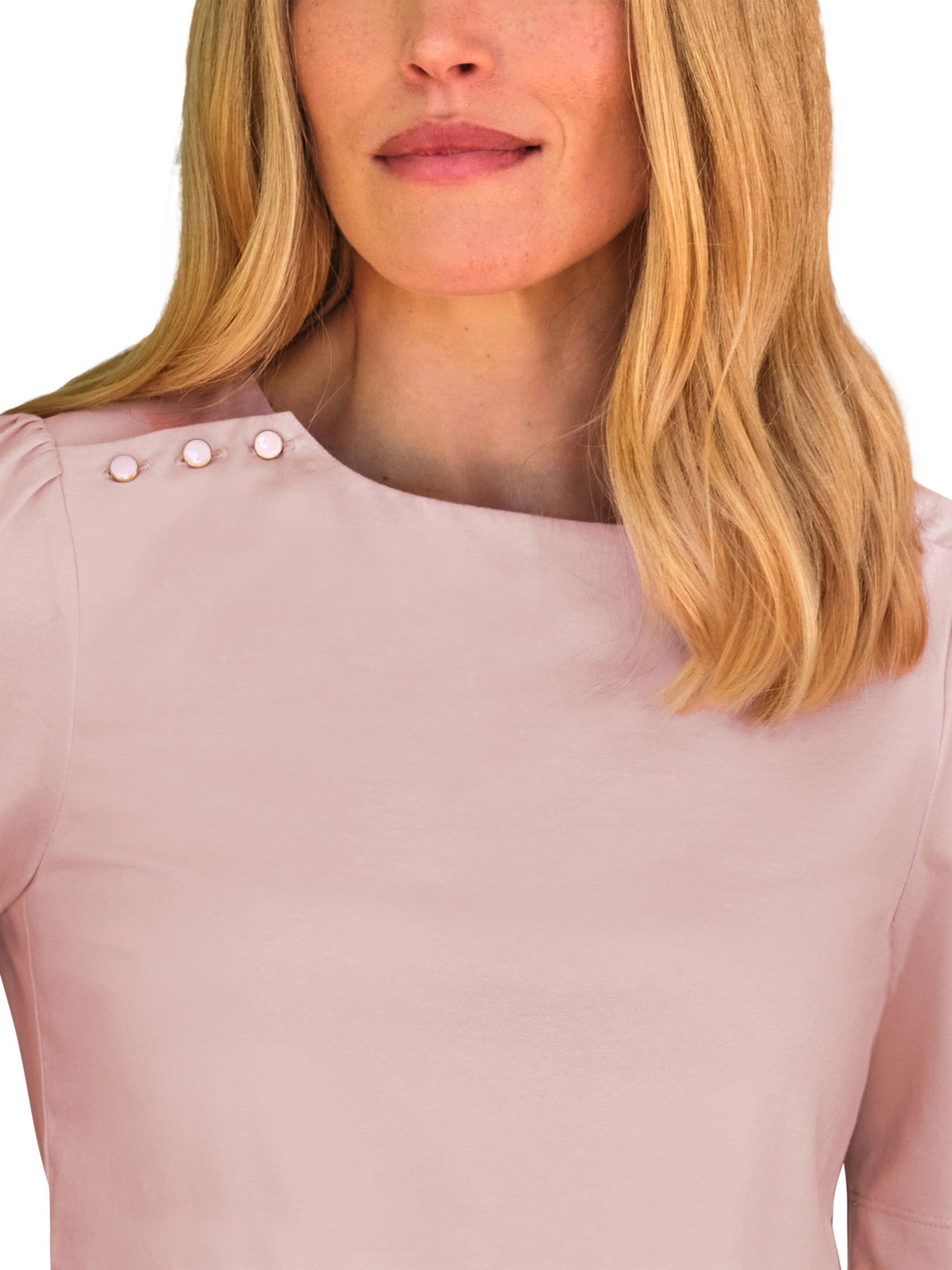 Product image 2 of 3, which shows Pure Collection Button Shoulder Top, Pink, 8