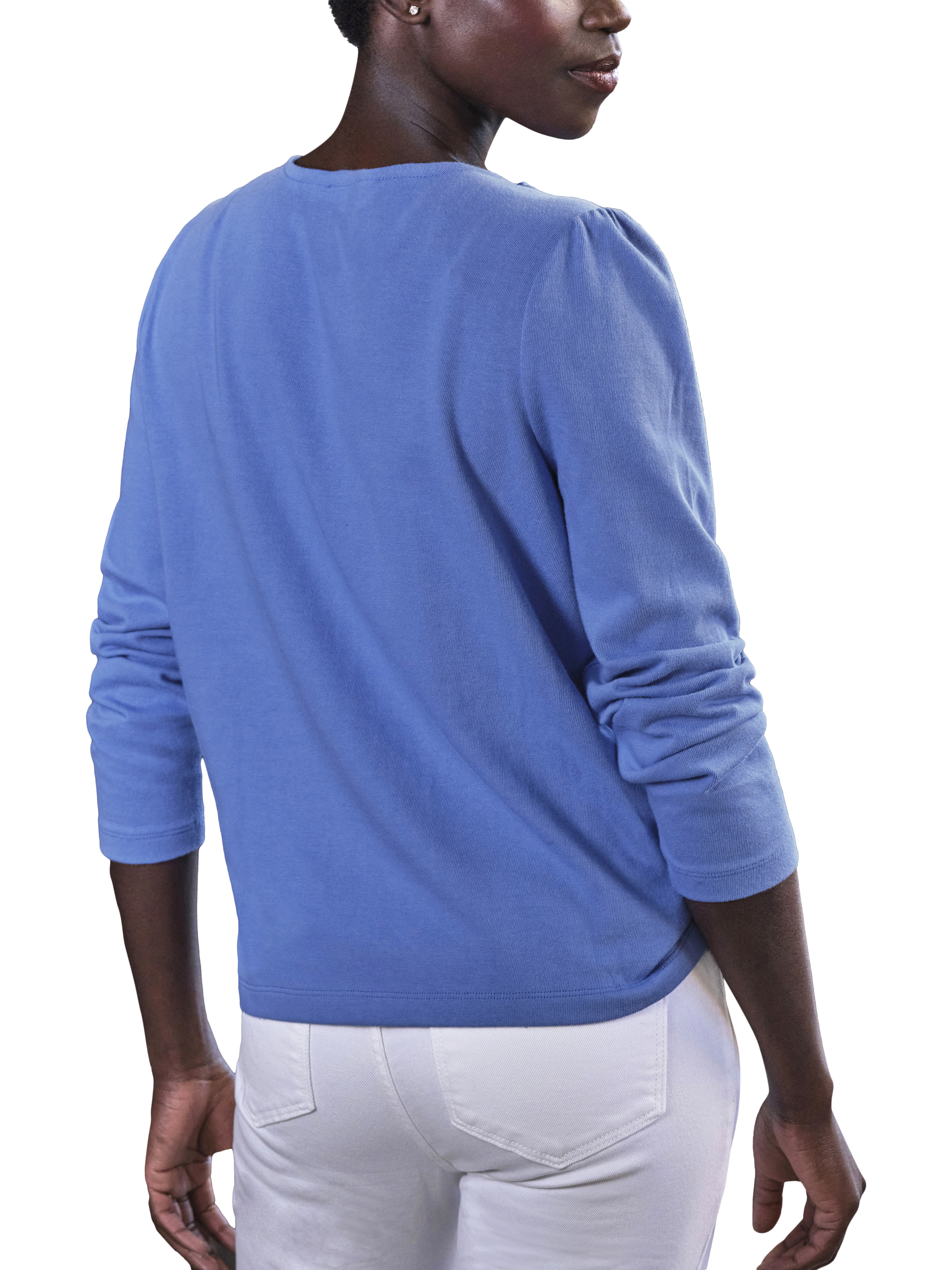 Product image 2 of 3, which shows Pure Collection Button Shoulder Jersey Top, Wedgewood Blue, 8