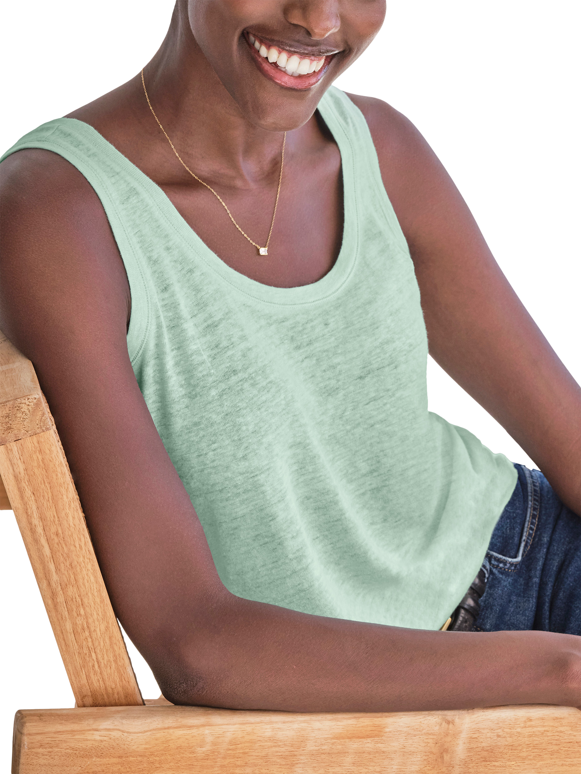 Product image 1 of 3, which shows Pure Collection Linen Jersey Vest, Green, 8