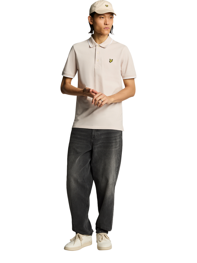 Product image 4 of 5, which shows Lyle & Scott Tipped Polo Shirt, Pink Salt/White, XS