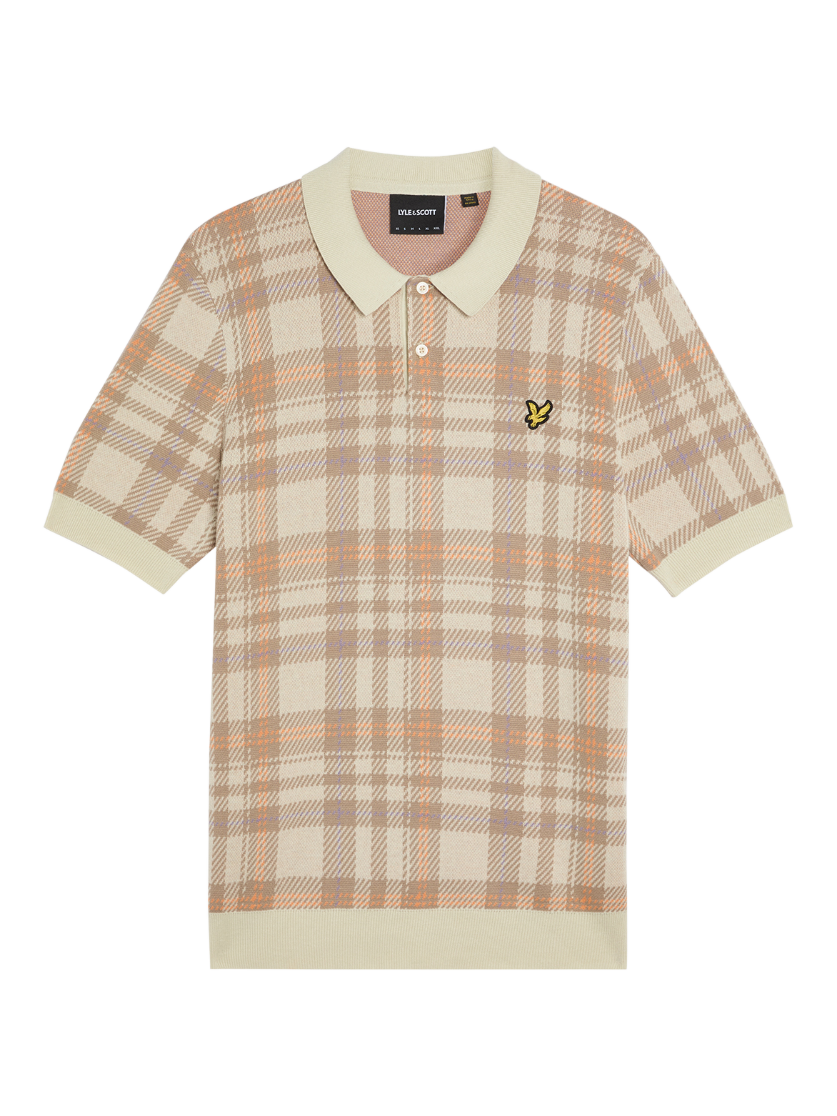 Product image 1 of 1, which shows Lyle & Scott Tartan Knit Polo Shirt, Luna, XS