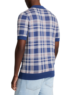 Lyle & Scott Tartan Knit Polo Shirt - view 2, Mist Lilac