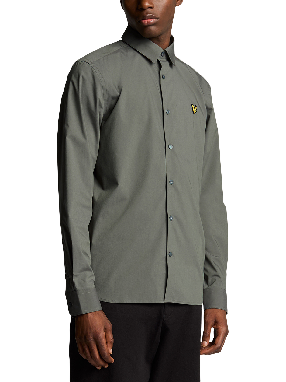 Product image 1 of 4, which shows Lyle & Scott Bamboo Blend Regular Fit Shirt, Gunmetal, XS