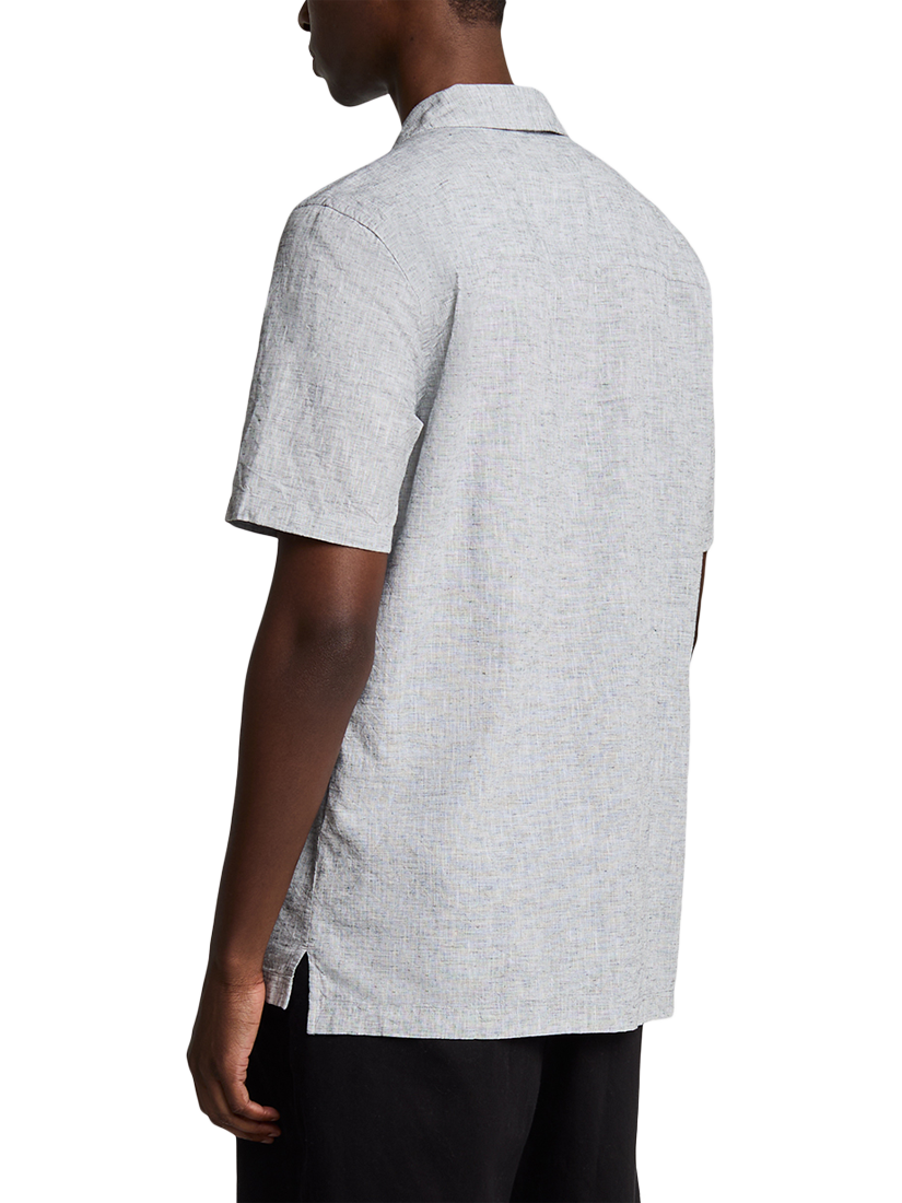 Product image 2 of 5, which shows Lyle & Scott Linen Blend Regular Fit Shirt, Dark Navy, XS