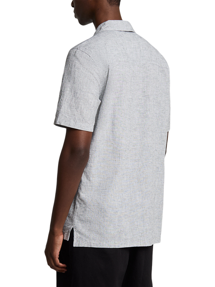 Lyle & Scott Linen Blend Regular Fit Shirt, Dark Navy - view 2, Dark Navy